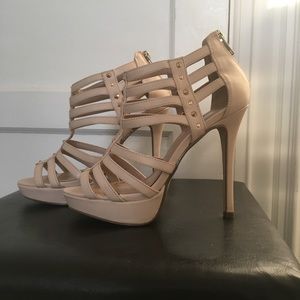 High heeled studded sandal booty
